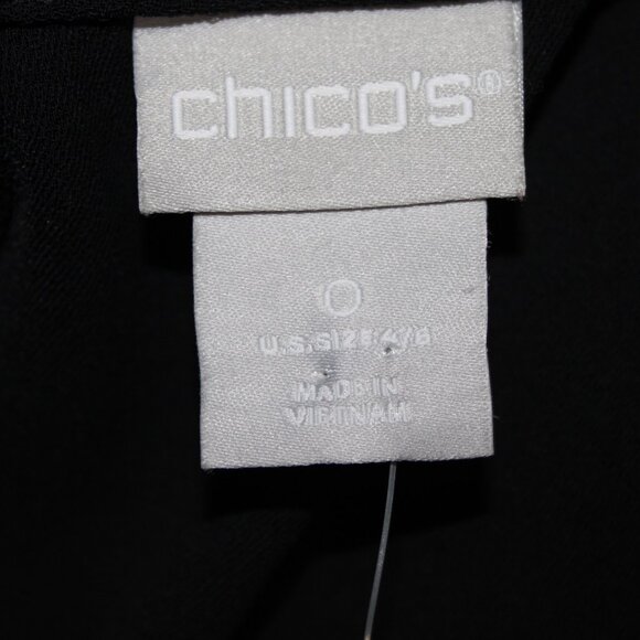 Chicos Dress Sz 0 Black Crepe Pockets Polyester Midi Dress - Picture 8 of 13